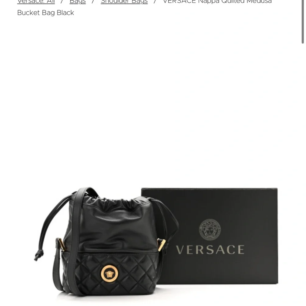 Authentic Versace Black Quilted Drawstring Bag - Picture 5 of 8